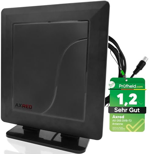 [Test SEHR GUT, Note 1.2 *] Anadol AXRED AX055 DVBT2 Antenne mit Verstärker 30dBi für innen, DVBT Antenne für Receiver Fernseher, DVB-T DVB-T2 Antennen, Zimmerantenne, Freenet TV