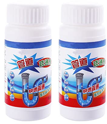 Pulitore per Scarichi del Lavandino 2 Pezzi 110g - Dispositivo Professionale per Rimozione Intasamenti con Polvere per Dragare Tubi, Strumento Pulizia Rapida Tubazioni Domestiche