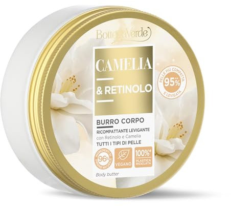 Bottega Verde - Camelia e Retinolo, Burro Corpo, 150 ml, Ricompattante e Levigante, con Retinolo ed Estratto di Camelia Iperfermentato di Tenuta Bottega Verde, per Tutti i Tipi di Pelle