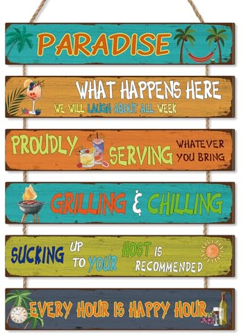 CHDITB Tropical Beach Hanging Plaque,Summer Wooden Sign,Welcome to Paradise Door Decor,Summer Party Bar Decoration,Beach Sea Themed Wall Decor,Coastal Decorations for Pool Party Camper Vacation