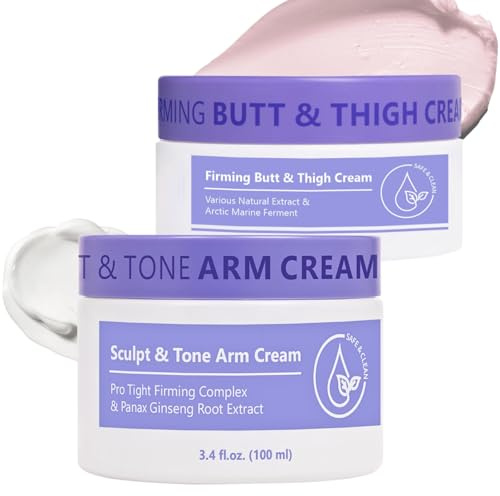 2PCS Sculpt & Tone Arm Cream & Firming Butt & Thigh Cr eam, Arm Firming Cream for Women, Skin Tightening Cream for Loose & Crepey Skin, Cellulite Cr eam, Anti Wrinkle, Shaping, Moisturizing