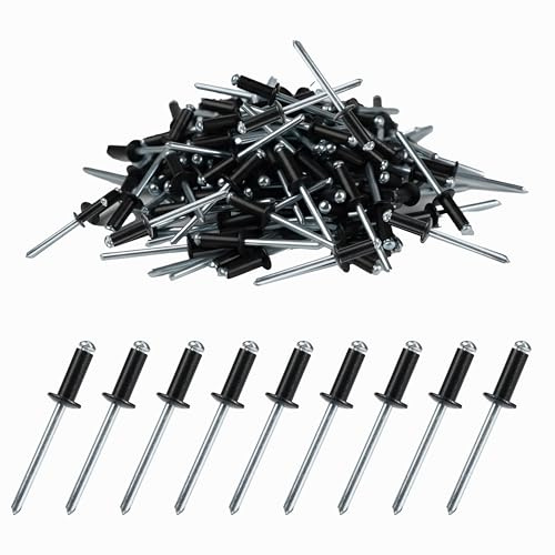 50 remaches ciegos de acero inoxidable (4,8 mm x 12 mm), resistentes a la corrosión, resistentes al calor, conexión fuerte para aplicaciones interiores y exteriores (negro)
