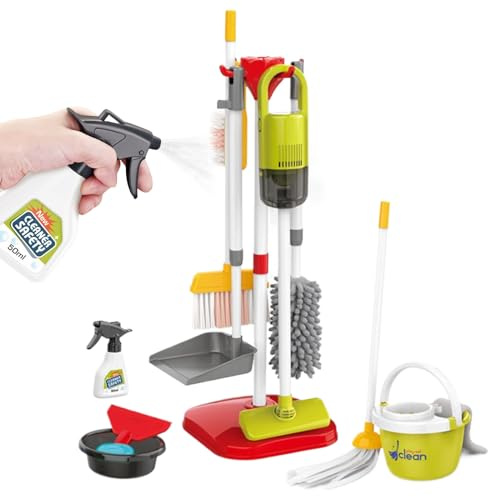 Set De Limpieza Infantil – Carrito De Limpieza Ďe Simulación En PP | Juguetes Đe Ļimpieza Con Aspiradora Funcional | Para Preescolares, Pequeños Ayudantes, Juego En Interiores, Tiempo Én Familia, Jueg