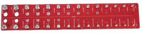 Keenso Misuratore di Filettature, Calibro per Filettature di Dadi e Bulloni Metrici e Standard, Struttura in Metallo Resistente con Righello in Pollici/cm, per Riparazioni Auto, (rosso)