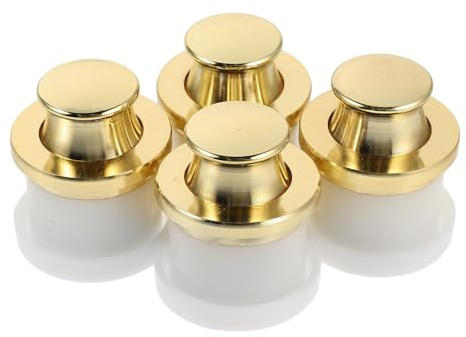 Ciieeo Tiradores Ocultos Empotrados para Armarios 4 Piezas, Manijas Invisibles Redondas de Resorte, Color Dorado Brillante, Ideales para Muebles Tatami y Cajones Empotrados,