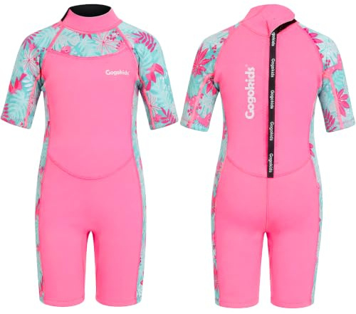 Gogokids Kids Shorty Wetsuit, 2mm SCR Lightweight Neoprene Wetsuits for Toddlers, Back Zipper Children's Short Wet Suits Comfort & Warmth for Swimming, Snorkelling & Surfing, Ages 2-8 Boys Girls