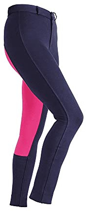 Shires Maids Wessex Two Tone Jodhpurs - Navy/Pink: Age 13/14 Yrs
