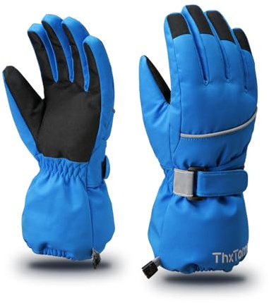 ThxToms Guantes Térmicos Niños, Guantes Impermeables de Invierno para Correr Esquí Snowboard, Guantes Resistentes al frío Gruesos de Tela Oxford -15 ℃, Niños y Niñas de 4 a 13 años