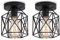 iDEGU 2 Stück Vintage Deckenleuchte Industrielle Deckenlampe Ø15 cm Geometrisches Käfig Design Lampenschirm Mini Deckenleuchte E27 Beleuchtung für Schlafzimmer Küche, Schwarz