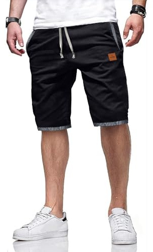 ZOXOZ Herrshorts Sommar Korta Byxor Elastisk Midja bälte Bomull med Fickor träningsshorts