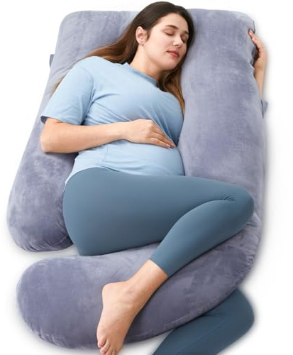 momcozy Pregnancy Pillows for Sleeping, U Shaped Full Body Maternity Pillow with Removable Cover - Support for Back, Legs, Belly, HIPS for Pregnant Women, 57 Inch Pregnancy Pillow for Women, Grey