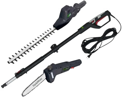 EQUIPMAXX Long Reach 2 in 1 Electric (Corded) Pole Hedge Trimmer & Chainsaw, Telescopic Extension Pole Tool for Garden Pruning and Branch Cutting (Extends to 7 1/2 Feet)