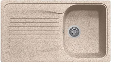 Plados Lavello in quarzo da cucina incasso HR0861 vasca singola più scolapiatti - Avena