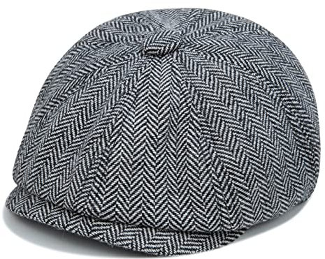Foruhoo Baby Kinder Schiebermütze Tweed, Jungen Mütze Flat Cap Newsboy Gatsby Kapppe(Schwarz,1-2 Jahre)