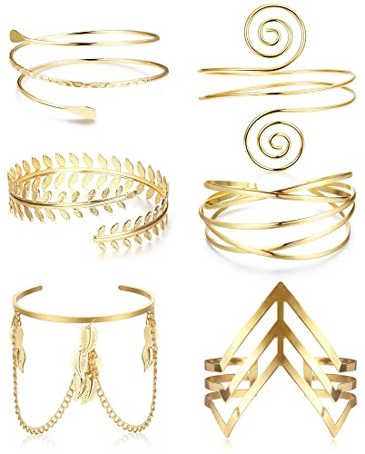 Dimaday 6 Pezzi Bracciale Donna Set Gold Regolabile Braccio Superiore Polsino Set Minimalista Braccio Bracciali Punk Spirale Braccio Braccialetto Braccio Bracciale Gioielli Bracciale per Donne
