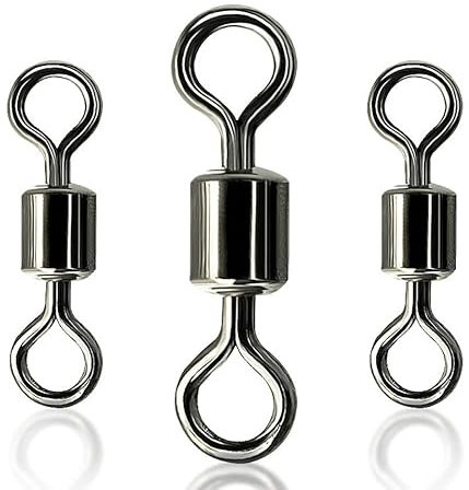 CRAZY SHARK 50 Stück Wirbel zum Angeln, Starke Angelwirbel zum Spinnfischen, Verbindungswirbel zwischen Hauptschnur und Vorfach, hohe Tragkraft, Angel Zubehör Geeignet für alle Angelszenarien