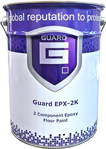 Guard EPX-2K 2 Pack Epoxy Resin Floor Paint Industrial Heavy Duty Multiple Colours Anti Skid Aggregate Available - 5 Litres (Dark Grey)