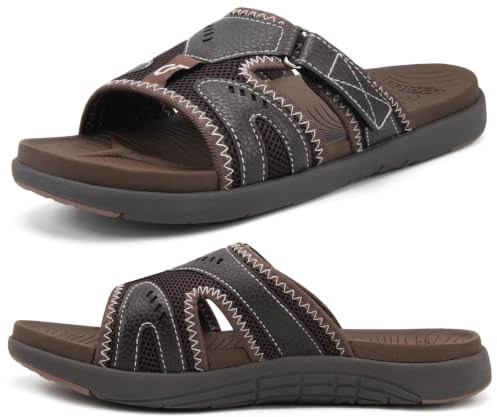 COFACE Sport-återhämtningssandaler för män, plantar fasciit, mjuk vaddering, lätt hålfotsstöd, ortopediska flip-flops för män, storlek 40–48
