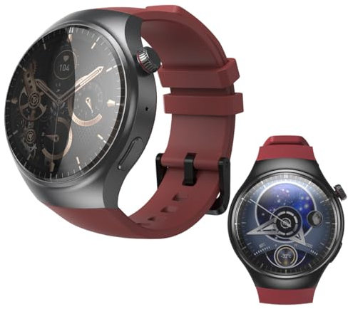 Zephyrion 4G LTE Smartwatch con GPS Diverso Modos Deporte 1,43 AMOLED Pantalla, 2GB RAM+16GB ROM, Control de Salud, Seguimiento Deportivo, Esfera Redonda, WiFi SIM App Store (Rojo)