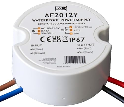 LED Doseneinbau Trafo 12V Wasserfest IP67 rund klein für z.B. Einbaudosen Power Supply (20, Watt)