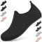 BARFULKER Hausschuhe Damen Herren Leichte Hüttenschuhe Rutschfest Pantoffeln Bequem Slip on Flache Home Slippers Unisex Haussocken Barfußschuhe Hausschuhsocken. Schwarz,45 EU