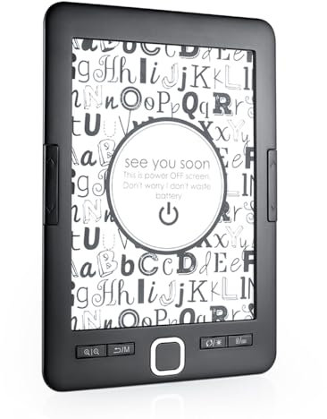 Docooler E-Book Reader 6'' Glimmer-Free and Eye-Friendly E-Reader with Protective Case LED Display Light Lightweight Audio Video PDF Reader Black