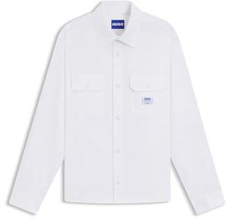 HUGO Hommes Ekynone Chemise en Twill de Coton avec étiquette logotée