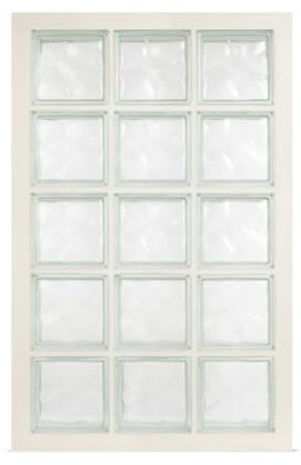 Pannello prefabbricato con cemento idrofugato, uso verticale | N. 15 blocchi di vetro (3x5) mm 190x190x80 ondulato trasparente | Dimensione 670x1070 mm | Unità di vendita: 1 pannello