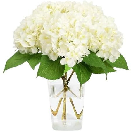 DECOALIVE | Ramo Hortensia Blanca | Bouquet 10 Flores | Hortensias Blancas Naturales y Frescas