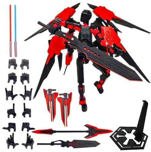 (assemblage terminé) Ensemble de figurines d'action T13 imprimées 3D, figurine d'action factice 13, figurine d'action Titan 13, pour collectionneurs, décorations de bureau (T13 – Mecha rouge)
