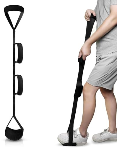 Aufstehhilfe Gehhilfe für Senioren Aufstehhilfen 104 cm Leg Strap Beinhebergurt mit Gepolsterten und Handgriff Behinderten Hilfsmittel Nach Hüft Op für Ältere Menschen Kranke Behinderte (Schwarz)