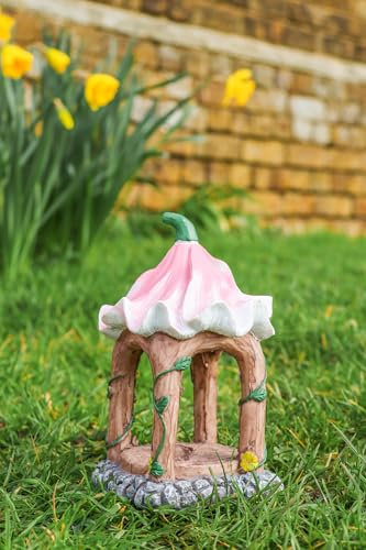 Floral Fairy Pavilion Ornament - Pack of 3 - 7 x 4 x 4 / 18cm x 10cm x 10cm Enchanting Miniature Gazebo with Flower Roof – Perfect for Fairy Gardens, Home & Garden Decor Patio Balcony Yard