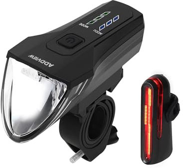 ADDVIEW Fahrradlicht-Set Starlight – StVZO zugelassen, 70 Lux LED Frontlicht & Rücklicht mit USB-C, Akku betrieben, IP65 wasserdicht, 170m Reichweite, Auto-Modus, Aufwachfunktion, Fahrradbeleuchtung S