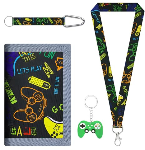 Riceel Sac de poitrine pour enfants, portefeuille pour garçon avec cordon tour de cou - Portefeuille fin pour enfants avec poche zippée pour garçons de 4 à 12 consoles de jeux