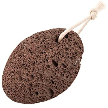 Pietra pomice lavica vulcanica naturale per la cura dei piedi, rimozione calli nero/marrone, con foro e corda, 10 x 7 x 3 cm, esfolia la pelle morta, leviga i piedi