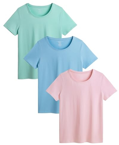 The Essentials Wardrobe Ladies TEW 3 Pack T- Shirt - Pastel - Medium