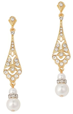 Coucoland Pendientes vintage de los años 20 con strass, accesorios de estilo flapper para disfraz de El Gran Gatsby, Zinc