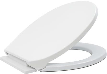 Toilettendeckel mit Absenkautomatik, WC Sitz Einfache Montage und Sauber, Klodeckel Quick-Release-Funktion, Antibakterielle, für die Meiste Toilette, Belastbarkeit von 150kg, Toilet Seat, oval Weiß