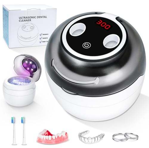 Ultraschallreinigungsgerät, LKEE 50000Hz 250ML Dental Pod, 4 Modes Ultrasonic Cleaner für Zahnersatz, Retainer, Aligner, Prothesen, Zahnbürstenkopf, Schmuck mit digitalem Timer