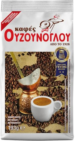 Ouzounoglou Caffè Greco Macinato Tradizionale – Confezione da 200 g – Tostatura Artigianale da Miscele Selezionate di Caffè Brasiliano – Premio Superior Taste Award 2022