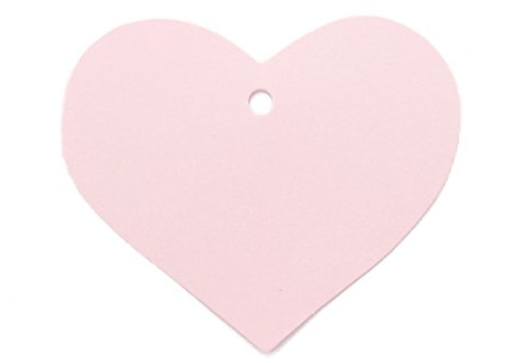 LWR CRAFTS 100 Hang Tags Heart with Jute Twines 100ft (2 3/8 x 2 3/16, Light Pink)