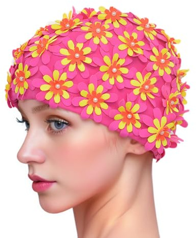 Medifier Badmössa med blommönster, retrostil, för kvinnor