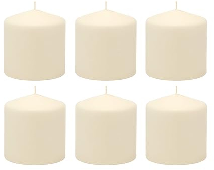 Stonebriar Unscented Pillar Candles – 18 Hour Burn Time, Long-Lasting Wax Candles for Weddings, Holidays, Home Décor & Special Events, Pack of 6, Ivory, 3 x 3