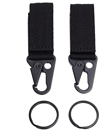 FLYAMAPIRIT Llavero táctico con clip para cinturón Molle Strap Attachment Strap colgante mosquetón clip, Negro