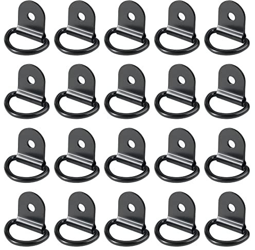 20 pièces Anneaux D'arrimage,anneaux d'arrimage,Anneau Arrimage inox,remorque d'anneau montage d, anneau d arrimage rond pour Pliable avec verrouillage de charge dans les voitures(36 x 25 mm, Noir)