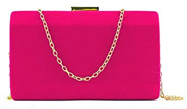 MODELISA - Bolso De Fiesta Clutche Mano Con Cadena Hombro Mujer (Fucsia)
