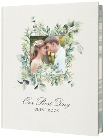 Vienrose Wedding Guest Book Polaroid Guest Book Photo GuestBook Sign in book Personalized Linen Cover 120 Pages Hardcover with Lined, Alternative Baby Shower, Party, Birthday (10 x 8 Traditional)