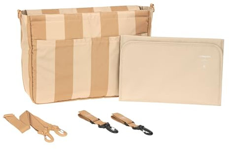 LÄSSIG Baby Kinderwagenorganizer Taschenorganizer inkl. Kinderwagenbefestigung und Schultergurt/Casual MIX Multi Bag beige/camel