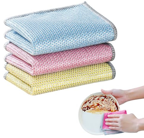 Viilich Pack of 3 Multi-Purpose Wire Dishcloths, Scourer Cleaning Cloth, Multifunctional Non Scratch Wire Dishcloth, for Wet and Dry, Reusable Cleaning Cloths, for Kitchen