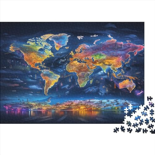 GXYUAOIEF World Map Puzzle - 1000pc Jigsaw Puzzle For Adults - Cartographic Style - Plastic Free - 75x50cm